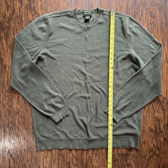 Eddie Bauer Men’s Sweater Khaki Green Long Sleeve Crew Neck Size Large Tall - Picture 4 of 9